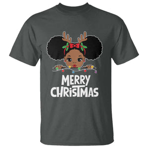 African American Christmas T Shirt Merry Christmas Cute Black Girl Kids TS09 Dark Heather Print Your Wear