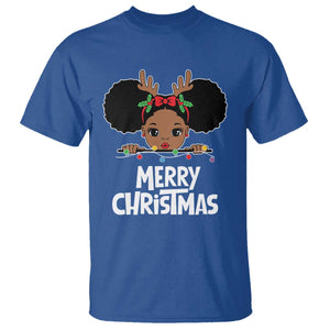 African American Christmas T Shirt Merry Christmas Cute Black Girl Kids TS09 Royal Blue Print Your Wear
