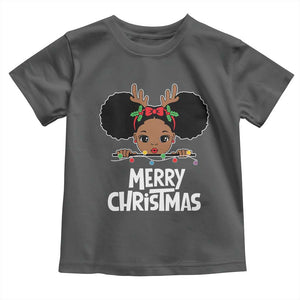 African American Christmas Toddler T Shirt Merry Christmas Cute Black Girl Kids TS09 Dark Heather Print Your Wear