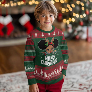 Merry Christmas African American Cute Little Miss Santa Ugly Christmas Sweater TS09 Christmas Print Your Wear