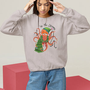 Octopus Tis The Season Christmas Tree Sweatshirt TS09 Ice Gray Printyourwear