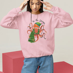 Octopus Tis The Season Christmas Tree Sweatshirt TS09 Light Pink Printyourwear
