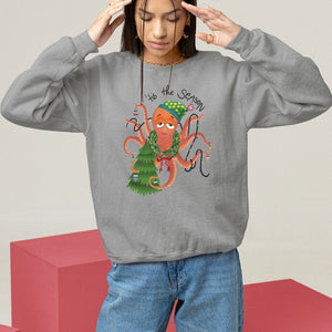 Octopus Tis The Season Christmas Tree Sweatshirt TS09 Sport Gray Printyourwear