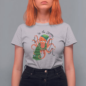Octopus Tis The Season Christmas Tree T Shirt For Women TS09 Ice Gray Printyourwear