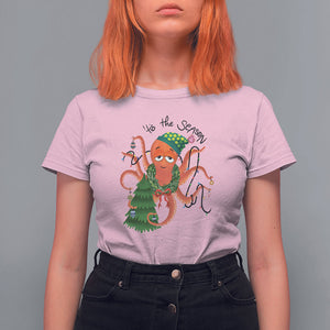 Octopus Tis The Season Christmas Tree T Shirt For Women TS09 Light Pink Printyourwear