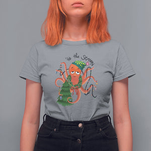 Octopus Tis The Season Christmas Tree T Shirt For Women TS09 Sport Gray Printyourwear