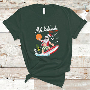 Mele Kalikimaka Surfing Santa Vintage Hawaiian Christmas T Shirt TS09 Dark Forest Green Printyourwear