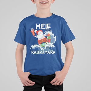 Mele Kalikimaka Surfing Cute Santa Hawaiian Christmas T Shirt For Kid TS09 Royal Blue Printyourwear