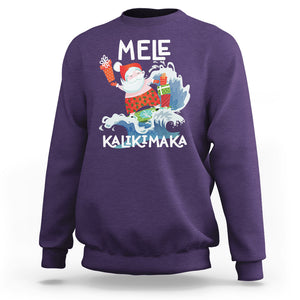 Mele Kalikimaka Surfing Cute Santa Hawaiian Christmas Sweatshirt TS09 Purple Printyourwear