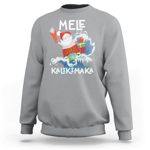 Mele Kalikimaka Surfing Cute Santa Hawaiian Christmas Sweatshirt TS09 Sport Gray Printyourwear