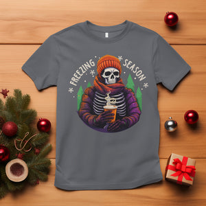 Freezing Season Christmas Skeleton Chillin' Hot Cocoa T Shirt TS09 Charcoal Printyourwear