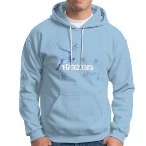 Freezing Season Christmas Reindeer Snowflake Hoodie TS09 Light Blue Printyourwear