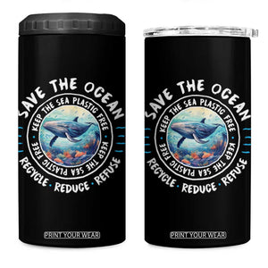 Earth Day Save The Ocean Humpback Whale 4 in 1 Can Cooler Tumbler TS09 One Size: 16 oz Black Print Your Wear