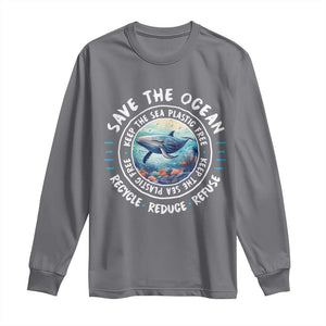 Earth Day Save The Ocean Humpback Whale Long Sleeve Shirt TS09 Charcoal Print Your Wear