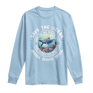 Earth Day Save The Ocean Humpback Whale Long Sleeve Shirt TS09 Light Blue Print Your Wear