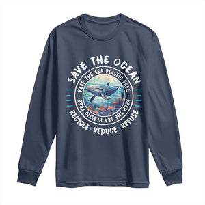 Earth Day Save The Ocean Humpback Whale Long Sleeve Shirt TS09 Navy Print Your Wear