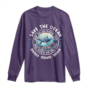 Earth Day Save The Ocean Humpback Whale Long Sleeve Shirt TS09 Purple Print Your Wear