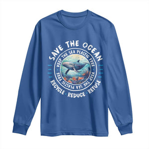 Earth Day Save The Ocean Humpback Whale Long Sleeve Shirt TS09 Royal Blue Print Your Wear