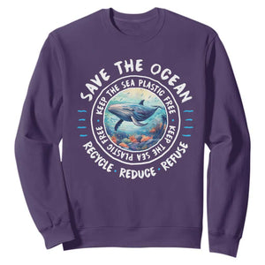 Earth Day Save The Ocean Humpback Whale Sweatshirt TS09 Purple Print Your Wear