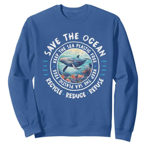 Earth Day Save The Ocean Humpback Whale Sweatshirt TS09 Royal Blue Print Your Wear