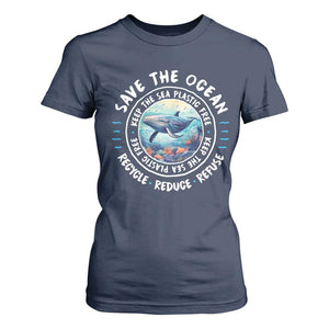 Earth Day Save The Ocean Humpback Whale T Shirt For Women TS09 Navy Print Your Wear