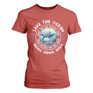 Earth Day Save The Ocean Humpback Whale T Shirt For Women TS09 Red Print Your Wear