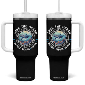 Earth Day Save The Ocean Humpback Whale Tumbler With Handle TS09 One Size: 40 oz Black Print Your Wear