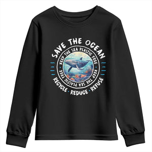 Earth Day Save The Ocean Humpback Whale Youth Sweatshirt TS09 Black Print Your Wear
