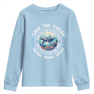 Earth Day Save The Ocean Humpback Whale Youth Sweatshirt TS09 Light Blue Print Your Wear