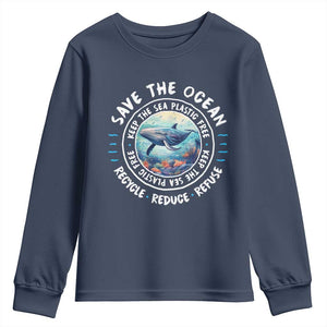 Earth Day Save The Ocean Humpback Whale Youth Sweatshirt TS09 Navy Print Your Wear