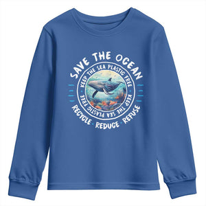 Earth Day Save The Ocean Humpback Whale Youth Sweatshirt TS09 Royal Blue Print Your Wear