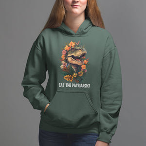 Eat The Patriarchy Feminist Dinosaur Hoodie TS09 Dark Forest Green Printyourwear