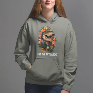 Eat The Patriarchy Feminist Dinosaur Hoodie TS09 Military Green Printyourwear