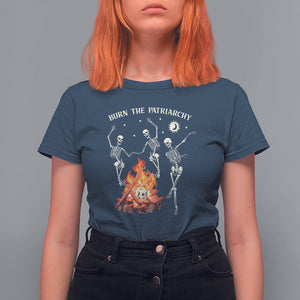 Funny Feminist T Shirt For Women Burn The Patriarchy Skeleton Dancing TS09 Navy Printyourwear