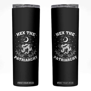 Feminist Witch Skinny Tumbler Hex The Patriarchy Celestial Moon Snake TS09 Black Print Your Wear