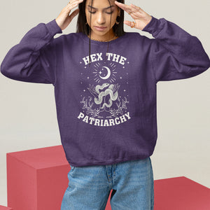 Feminist Witch Sweatshirt Hex The Patriarchy Celestial Moon Snake TS09 Purple Printyourwear