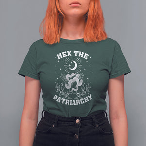 Feminist Witch T Shirt For Women Hex The Patriarchy Celestial Moon Snake TS09 Dark Forest Green Printyourwear