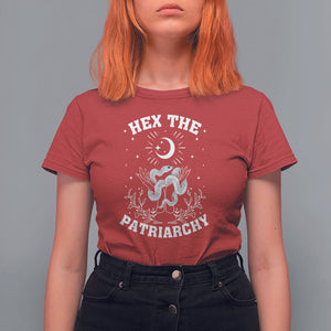 Feminist Witch T Shirt For Women Hex The Patriarchy Celestial Moon Snake TS09 Red Printyourwear