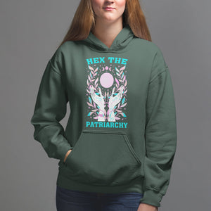 Feminist Witch Hoodie Hex The Patriarchy Celestial Moon TS09 Dark Forest Green Printyourwear