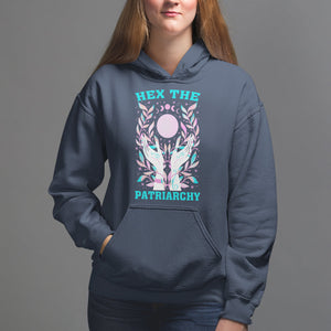 Feminist Witch Hoodie Hex The Patriarchy Celestial Moon TS09 Navy Printyourwear