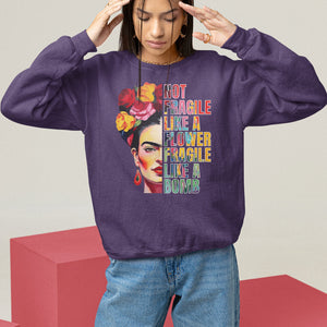Women's Rights Sweatshirt Not Fragile Like A Flower Fragile Like A Bomb TS09 Purple Printyourwear