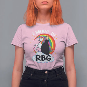 I Believe In RBG Unicorn Feminist Women's Rights T Shirt For Women TS09 Light Pink Printyourwear
