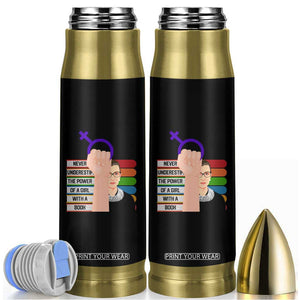Feminist Bullet Tumbler Never Underestimate The Power Of A Girl With A Book RBG TS09 Black Print Your Wear