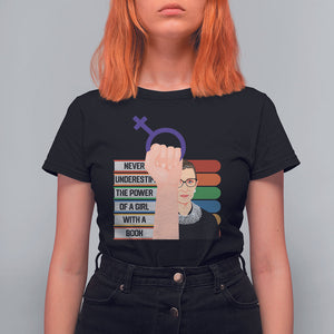 Feminist T Shirt For Women Never Underestimate The Power Of A Girl With A Book RBG TS09 Black Printyourwear