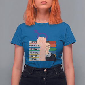 Feminist T Shirt For Women Never Underestimate The Power Of A Girl With A Book RBG TS09 Royal Blue Printyourwear