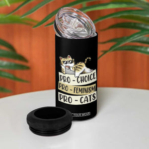 Feminist 4 in 1 Can Cooler Tumbler Pro Choice Pro Feminism Pro Cats Funny Cat Coffee TS09 Print Your Wear