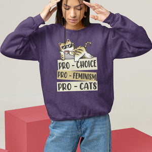Feminist Sweatshirt Pro Choice Pro Feminism Pro Cats Funny Cat Coffee TS09 Purple Printyourwear