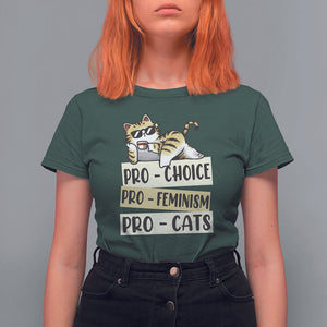 Feminist T Shirt For Women Pro Choice Pro Feminism Pro Cats Funny Cat Coffee TS09 Dark Forest Green Printyourwear
