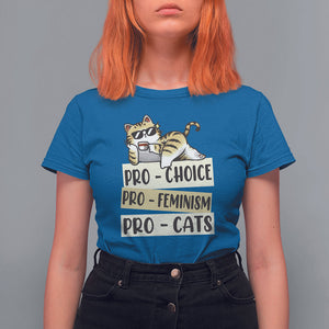 Feminist T Shirt For Women Pro Choice Pro Feminism Pro Cats Funny Cat Coffee TS09 Royal Blue Printyourwear