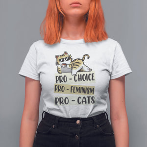 Feminist T Shirt For Women Pro Choice Pro Feminism Pro Cats Funny Cat Coffee TS09 White Printyourwear